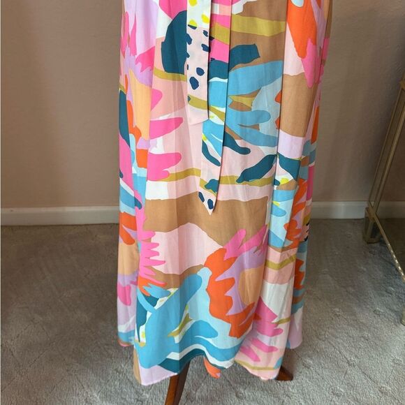 NWT AQUA Floral Print Maxi Dress wrap long summer dress w belt Bloomingdales L - Picture 7 of 15